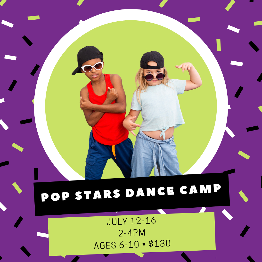 6 Calling all boys and girls! Do you like to dance? Join us for all the fun in this high energy hip hop/pop stars dance camp and learn to dance like your favorite pop star! Participate in fun warm ups, across the floor combos and exercises, and learn several choreographed dance routines to your favorite hit songs to perform for family on the last day of camp!