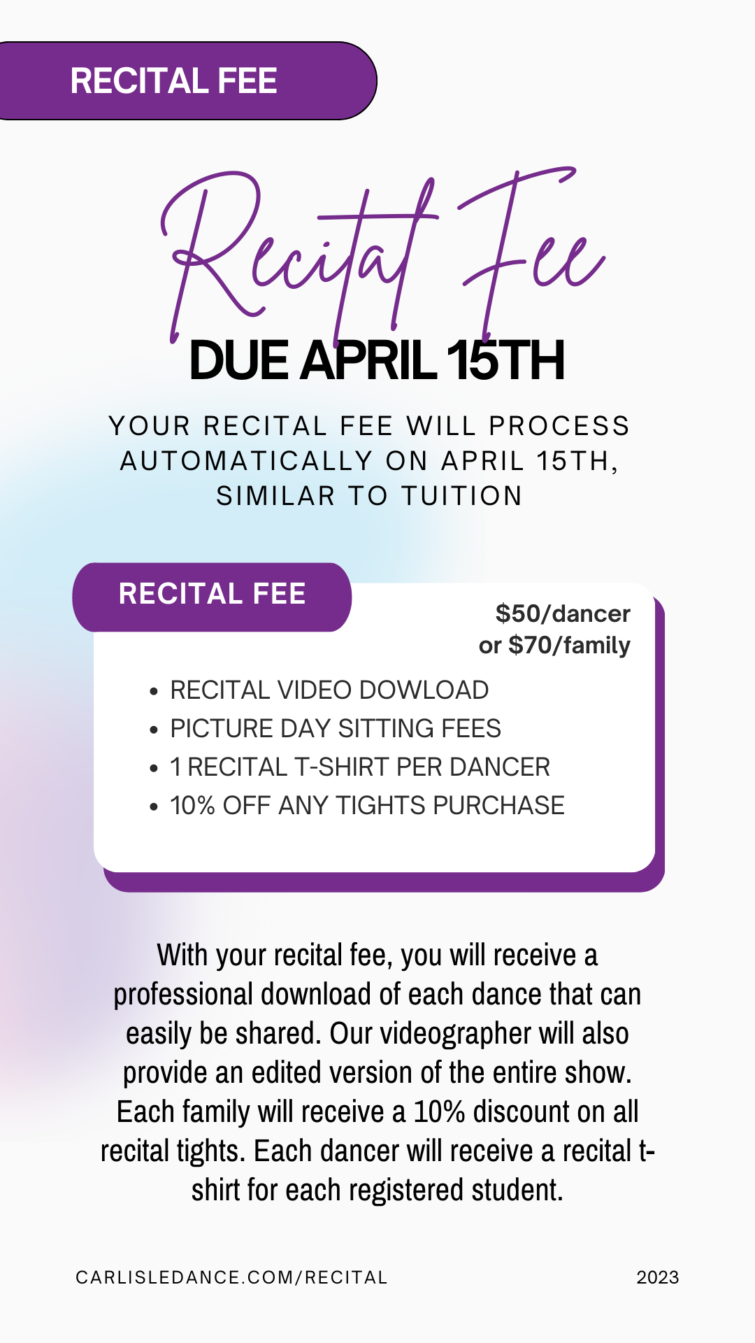 recital fee